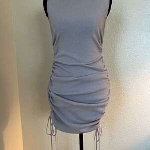 Lioness Light Gray Ruched Mini Dress